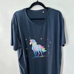 3XL Blue Shimmering Unicorn Stanley Stella Tee  100% Cotton